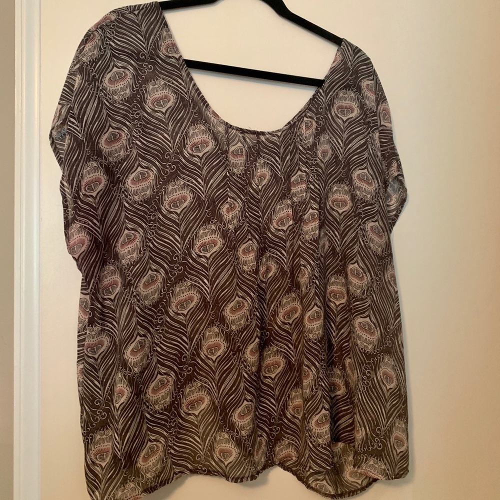 Pink Feather Print Top